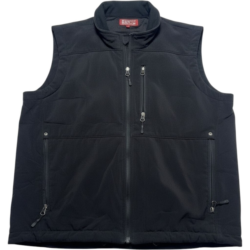 Red Ranch Vest Vintage Softshell Full Zip Black Mens Large